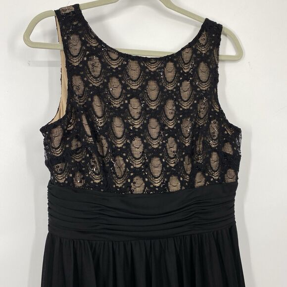 JH Evenings Sleeveless Lace Sequined Midi Dress Size 12 Black Full Skirt Event - Picture 8 of 12